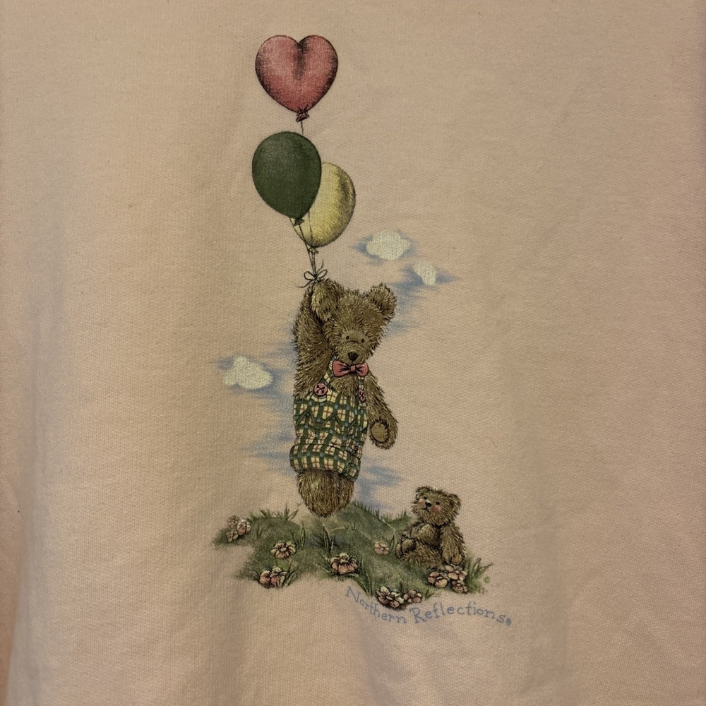 VTG Northern Reflections Sweatshirt  XL Pink Teddy Bear Crewneck 90s Grannycore